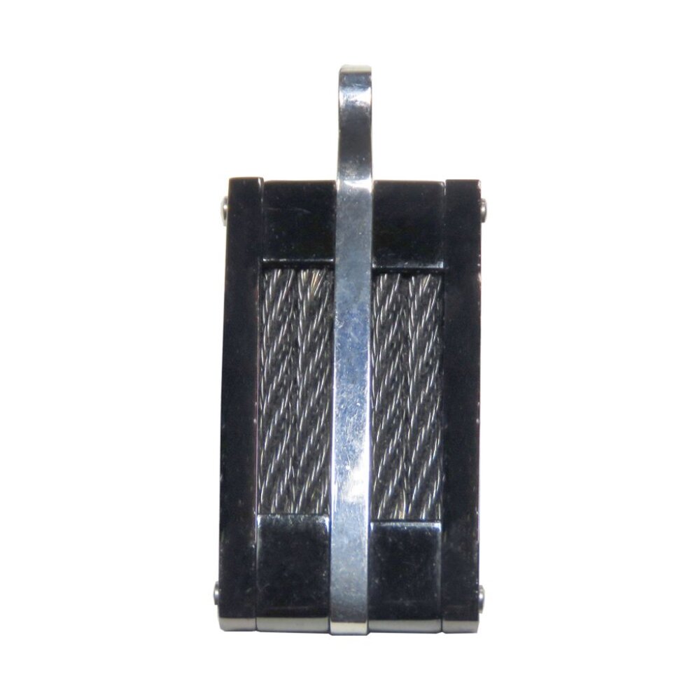 Inox Men's Black Polished Stainless Steel Pendant with Cable Accents
